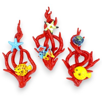 Hanging coral with Marina composition in Caltagirone ceramic, h 24 x 12 cm approx. (1pc) - 