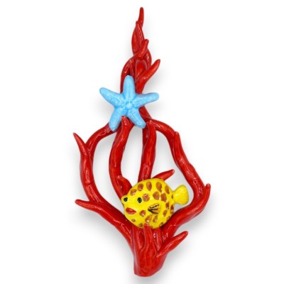 Hanging coral with Marina composition in Caltagirone ceramic, h 24 x 12 cm approx. (1pc) - 