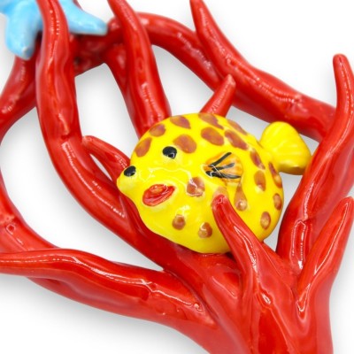 Hanging coral with Marina composition in Caltagirone ceramic, h 24 x 12 cm approx. (1pc) - 