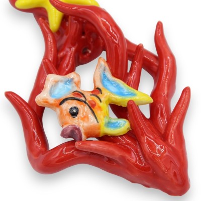 Coral suspenso com composição Marina em cerâmica Caltagirone, h 24 x 12 cm aprox. (1 unidade) - 