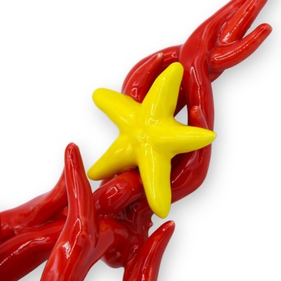 Coral suspenso com composição Marina em cerâmica Caltagirone, h 24 x 12 cm aprox. (1 unidade) - 