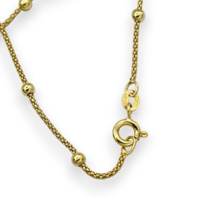 Collar de plata 925 bañada en oro con colgante de coral Torre del Greco, largo 45 + 4 cm aprox. - 
