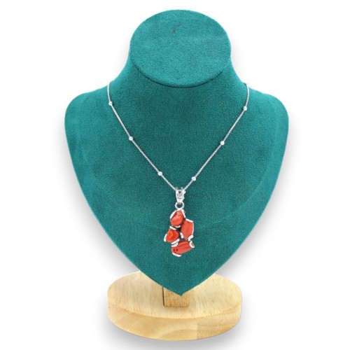 925 Silverhalsband med Torre del Greco korallhänge, L 48 + 4 cm ca. -  2