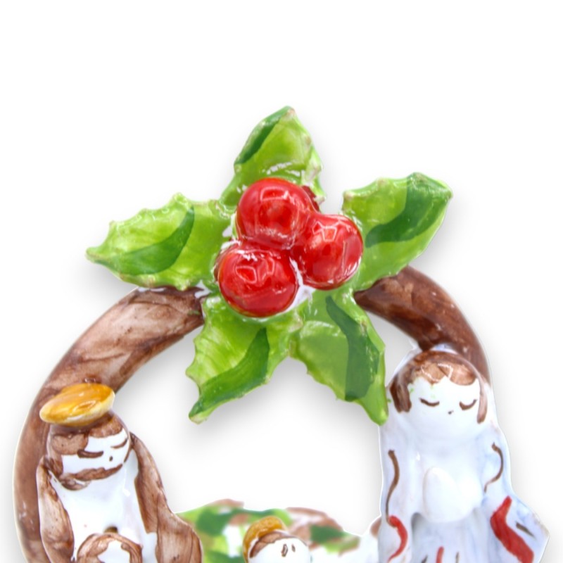 Presépio artístico em cerâmica fina - C 7 x altura 8 cm aprox. com galho e visco - 