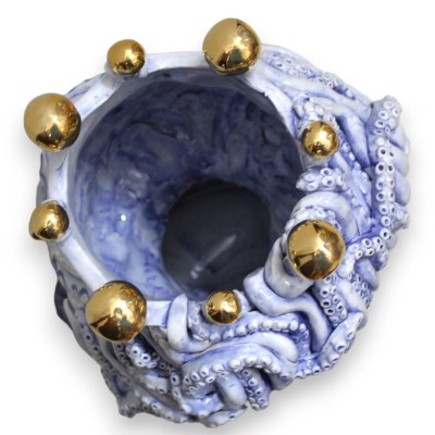 FIGURE MYTHOLOGIQUE Tête de Triton en céramique de Caltagirone h environ 50 cm (1 pièce) émail or pur 24 carats - 