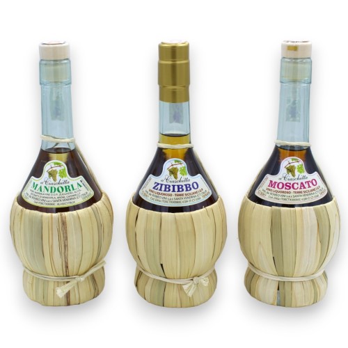 Glazen fles met rieten bekleding met 3 opties voor Siciliaanse versterkte wijnen (1 stuk) 500 ml - 