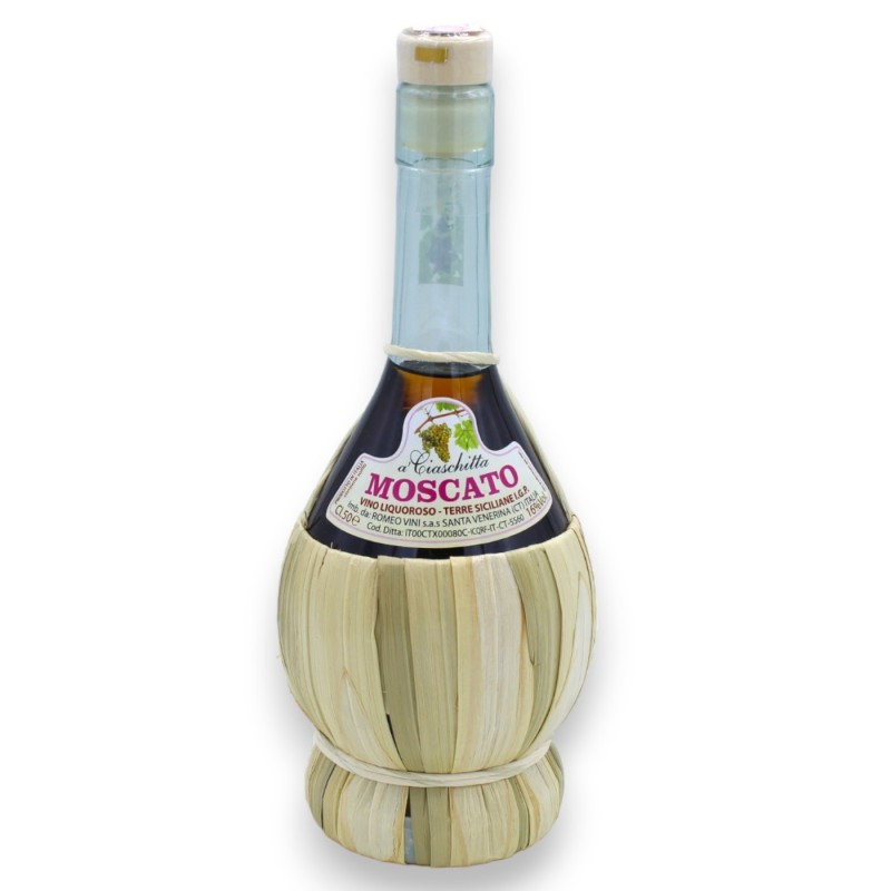 Straw-lined glass flask with 3 options for Sicilian fortified wines (1 piece) 500 ml - 