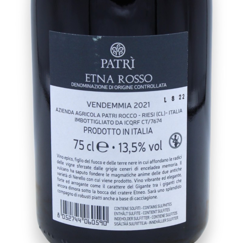 ETNA ROSSO - Vino Rosso di Sicilia D.O.C. Vol. 13,5% - 750 ml - 
