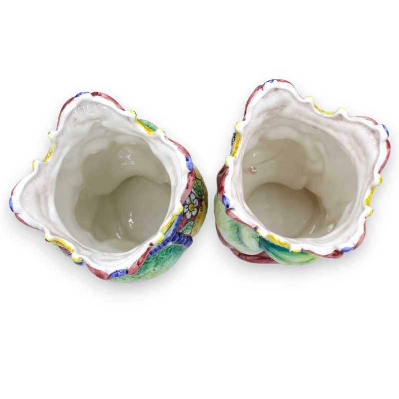 Paar Caltagirone keramische donkerbruine koppen, ca. h 25 cm. Kroon en tulband MD6 - 