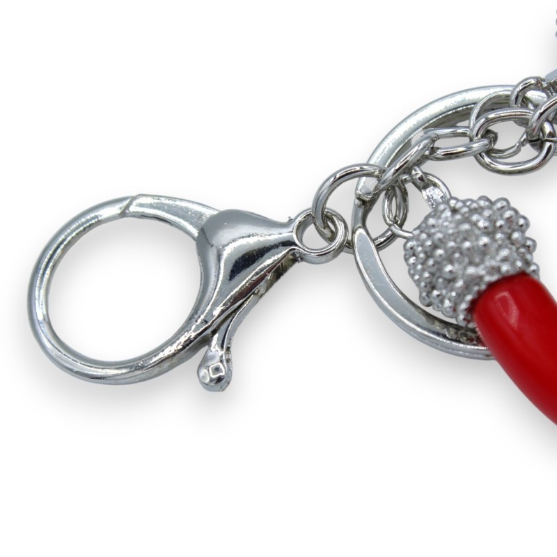 Llavero con trío de cuernos de la suerte de acero, altura aproximada de 10 cm. (1 PC) - 