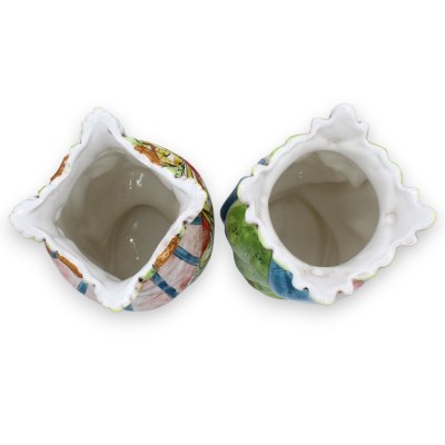 Paar Caltagirone keramische donkerbruine koppen, ca. h 25 cm. Kroon en tulband MD7 - 
