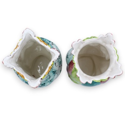 Ett par Caltagirone keramiska mörkbruna huvuden, ca h 25 cm. Krona och turban MD8 - 