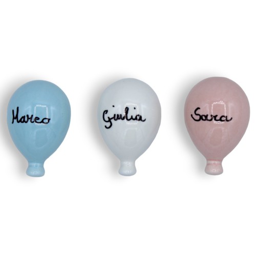 Ímã de balão em cerâmica siciliana fina, PERSONALIZÁVEL - altura 6 x L 4 cm aprox. (1 unidade) com 3 opções de cores - 