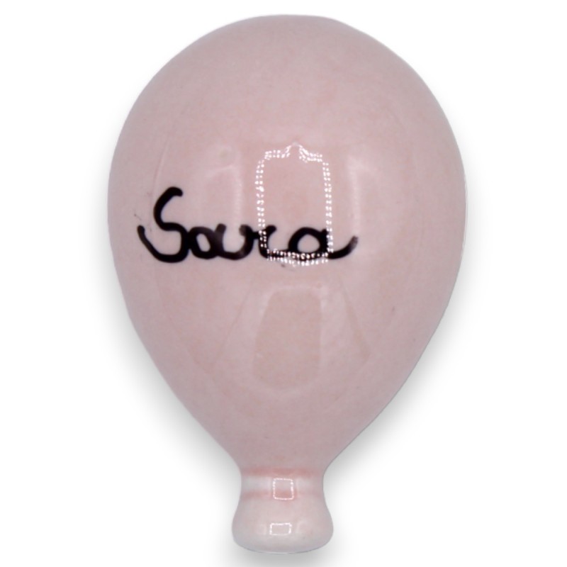 Aimant ballon en céramique fine sicilienne, PERSONNALISABLE - h 6 x L 4 cm environ. (1pc) avec 3 options de couleurs - 