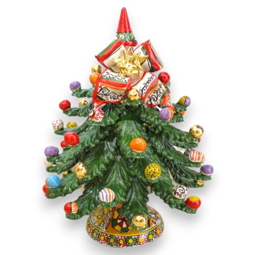 ELITE-serien julgranslampa i Caltagirone keramik och 24k rent guld emalj, h 35 x 27 cm ca. Varmt ljus -