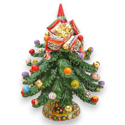 Lampka choinkowa z serii ELITE z ceramiki Caltagirone i emalii z 24-karatowego czystego złota, wys. 35 x 27 cm ok. Gorąc