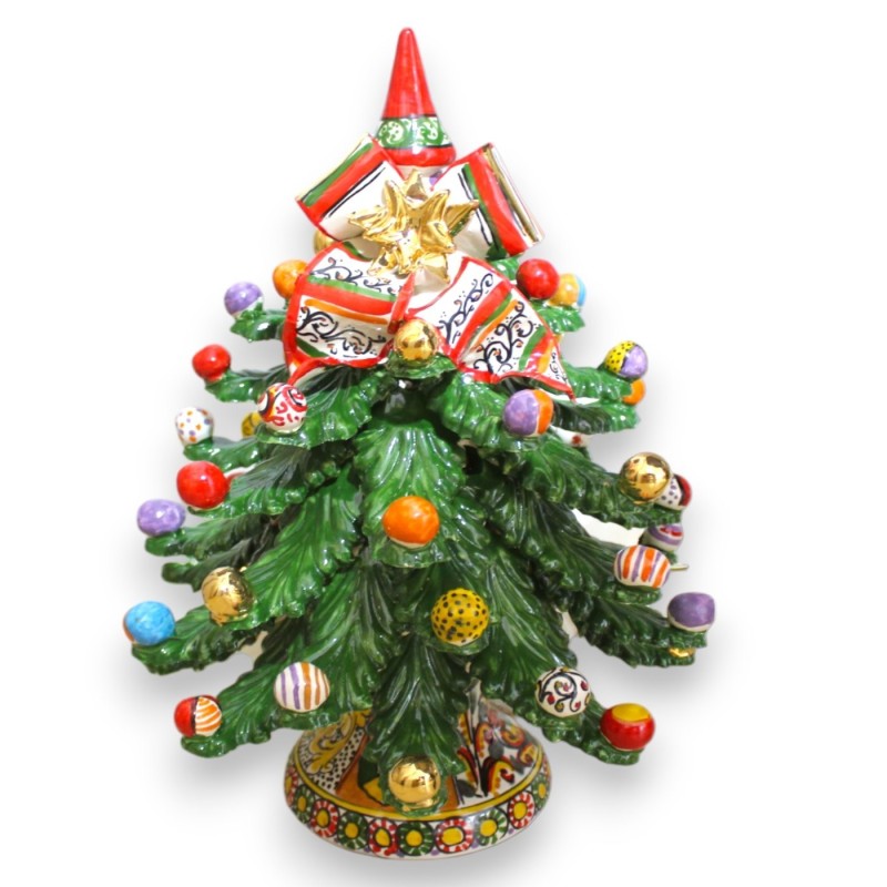 Lampka choinkowa z serii ELITE z ceramiki Caltagirone i emalii z 24-karatowego czystego złota, wys. 35 x 27 cm ok. Gorąc