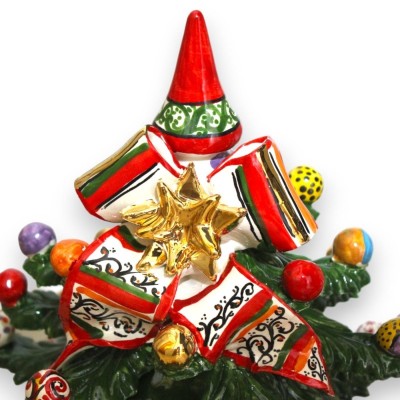Weihnachtsbaumlampe der ELITE-Serie aus Caltagirone-Keramik und 24-Karat-Emaille aus reinem Gold, H ca. 35 x 27 cm. Heiß