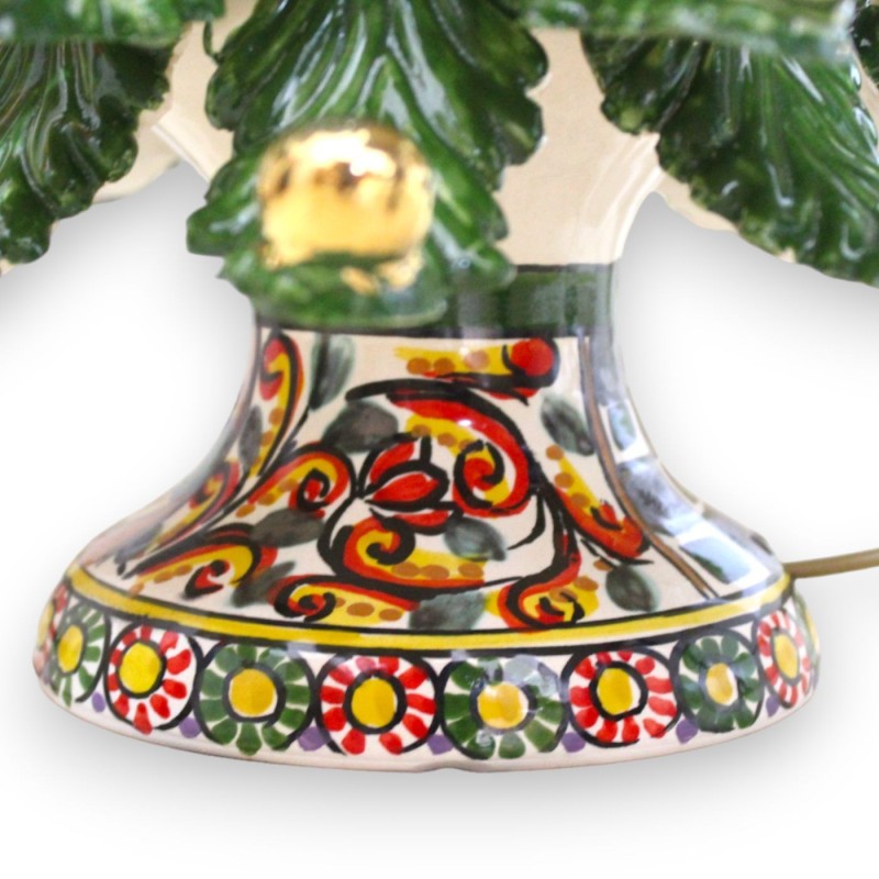 ELITE series Christmas tree lamp in Caltagirone ceramic and 24k pure gold enamel, h 35 x 27 cm approx. Hot light - 