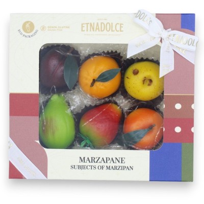 Scatola Regalo Frutta Martorana - Dolce tipico siciliano Artigianale di Marzapane  - 300 g - SENZA GLUTINE - 