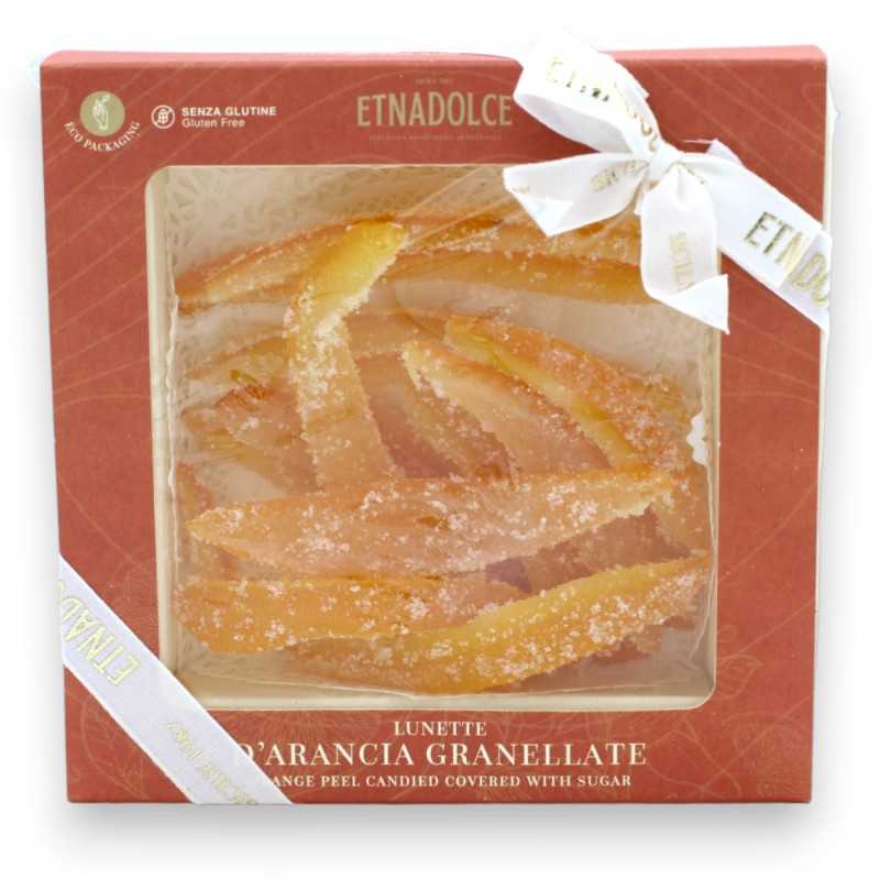 Lunette di Arancia - Agrumi Siciliani Canditi, lavorati a mano, Granellate con zucchero o Ricoperte di cioccolato (1pz) 