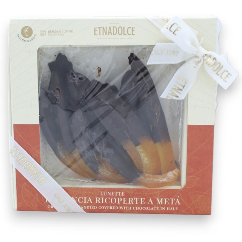 Lunette di Arancia - Agrumi Siciliani Canditi, lavorati a mano, Granellate con zucchero o Ricoperte di cioccolato (1pz) 