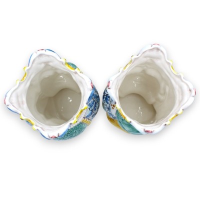 Paar Caltagirone keramische donkerbruine koppen, ca. h 24 / 25 cm. Kroon en tulband MD10 - 