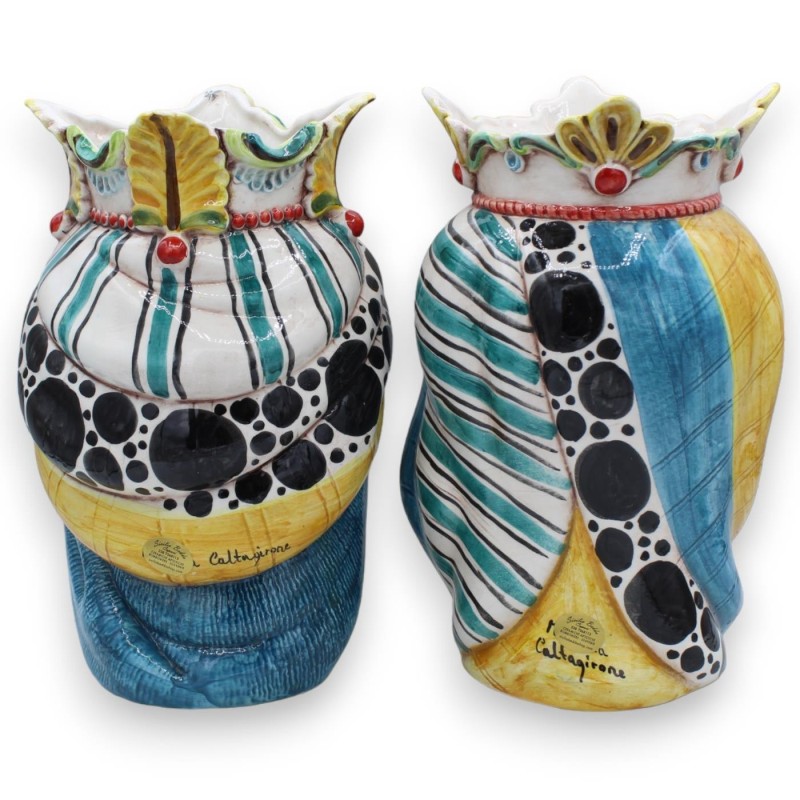 Para ceramicznych ciemnobrązowych główek Caltagirone, ok. 24/25 cm. Korona i turban MD11 - 