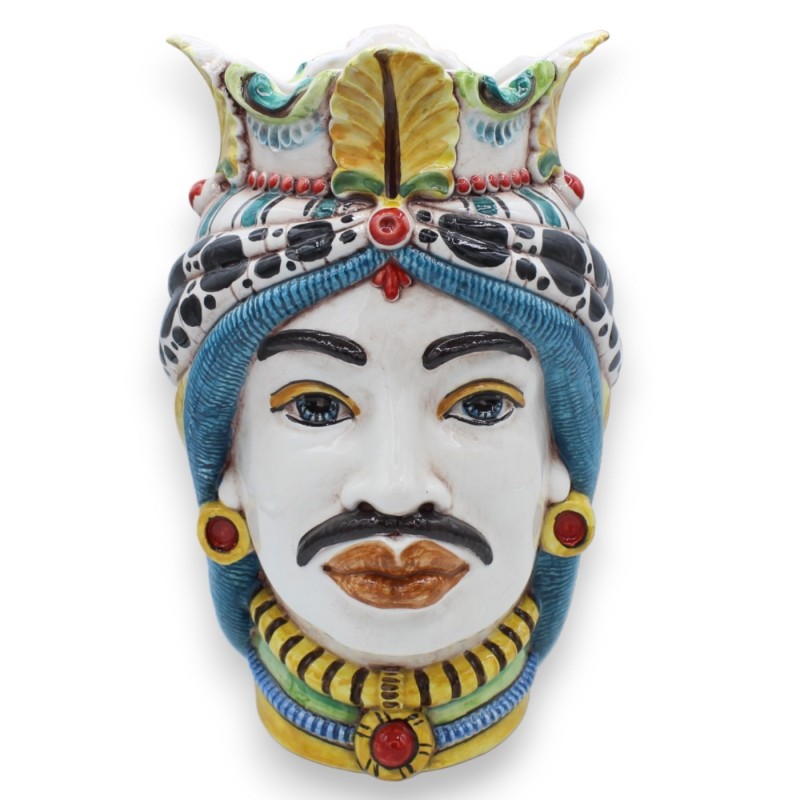 Para ceramicznych ciemnobrązowych główek Caltagirone, ok. 24/25 cm. Korona i turban MD11 - 