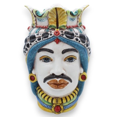 Para ceramicznych ciemnobrązowych główek Caltagirone, ok. 24/25 cm. Korona i turban MD11 - 