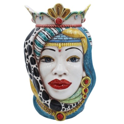 Para ceramicznych ciemnobrązowych główek Caltagirone, ok. 24/25 cm. Korona i turban MD11 - 