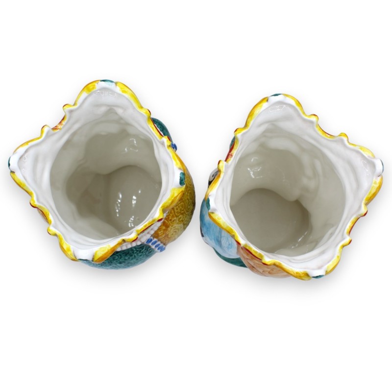 Paar Caltagirone keramische donkerbruine koppen, ca. h 24 / 25 cm. Kroon en tulband MD13 - 
