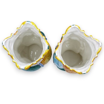 Paar Caltagirone keramische donkerbruine koppen, ca. h 24 / 25 cm. Kroon en tulband MD13 - 