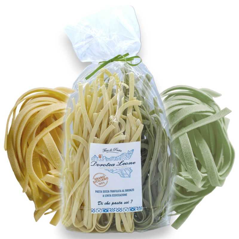 Siciliaanse ambachtelijke pasta - Tagliatelle van stro en hooi (tarwegriesmeel en spinazie) - 500 g - 
