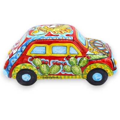 Cinquecento keramiskt fordon Caltagirone L 25 x 11 x 11 cm ca. Siciliansk vagn, hjul och paladin dekoration - 