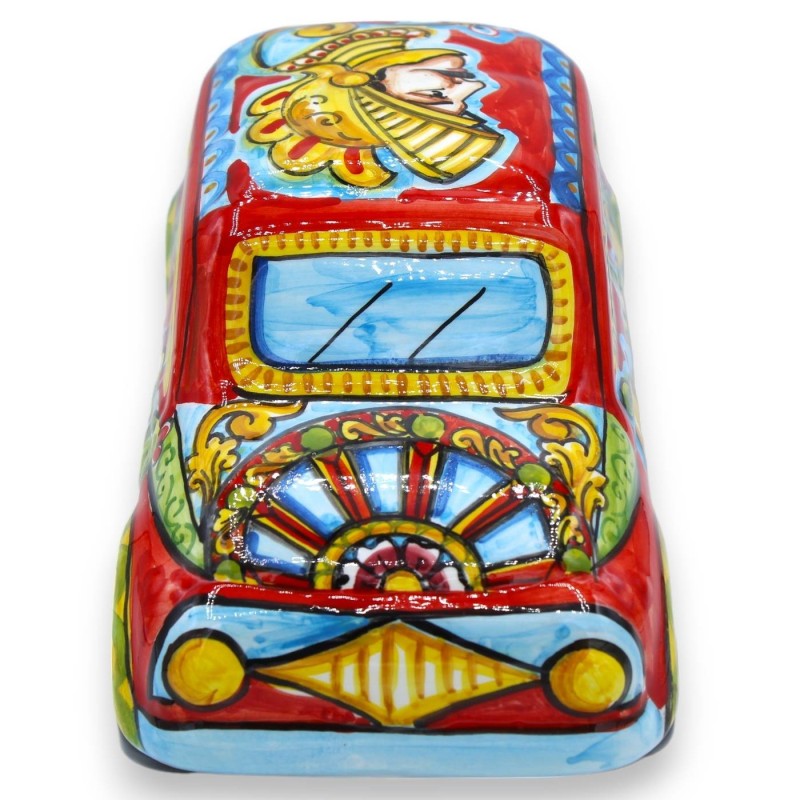 Cinquecento keramiskt fordon Caltagirone L 25 x 11 x 11 cm ca. Siciliansk vagn, hjul och paladin dekoration - 