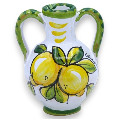 Mała amfora z uchwytami z ceramiki Caltagirone, wys. 10 x 7 cm ok. (1 szt.) Dekoracja i losowy kolor - 
