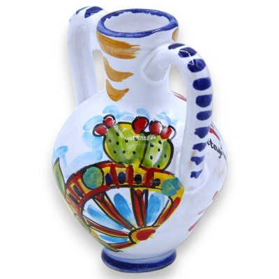 Mała amfora z uchwytami z ceramiki Caltagirone, wys. 10 x 7 cm ok. (1 szt.) Dekoracja i losowy kolor - 