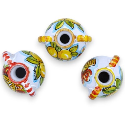 Mała amfora z uchwytami z ceramiki Caltagirone, wys. 10 x 7 cm ok. (1 szt.) Dekoracja i losowy kolor - 