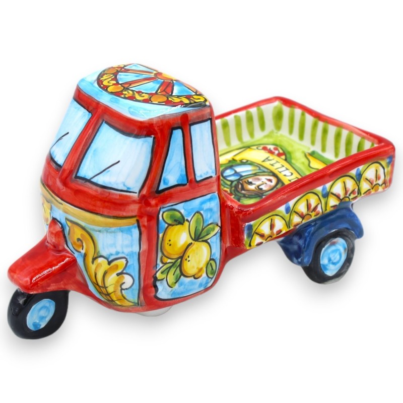 Motocicleta de macaco de cerâmica Caltagirone - C 18 x A 10 cm aprox. (1 unidade) Decoração de carroça siciliana - 