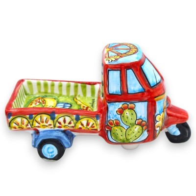 Caltagirone Keramik Ape Motorrad - L 18 x H 10 cm ca. (1 Stück) Sizilianische Karren Dekoration - 