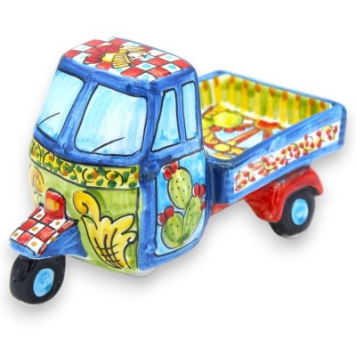 Moto singe en céramique de Caltagirone - L 18 x h 10 cm environ (1 unité) Décoration de charrette sicilienne - 