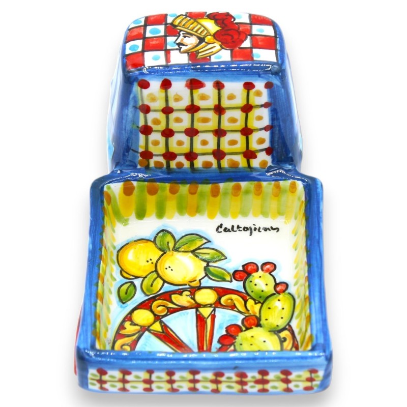 Moto singe en céramique de Caltagirone - L 18 x h 10 cm environ (1 unité) Décoration de charrette sicilienne - 