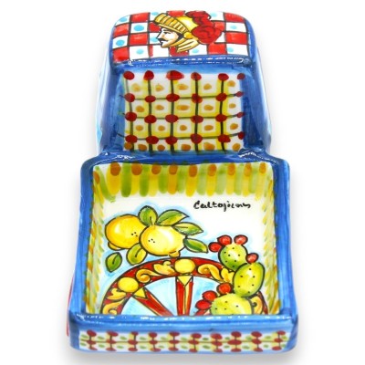 Motocicleta de macaco de cerâmica Caltagirone - C 18 x A 10 cm aprox. (1 unidade) Decoração de carroça siciliana - 