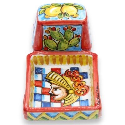Motocicleta de macaco de cerâmica Caltagirone - C 18 x A 10 cm aprox. (1 unidade) Decoração de carroça siciliana - 