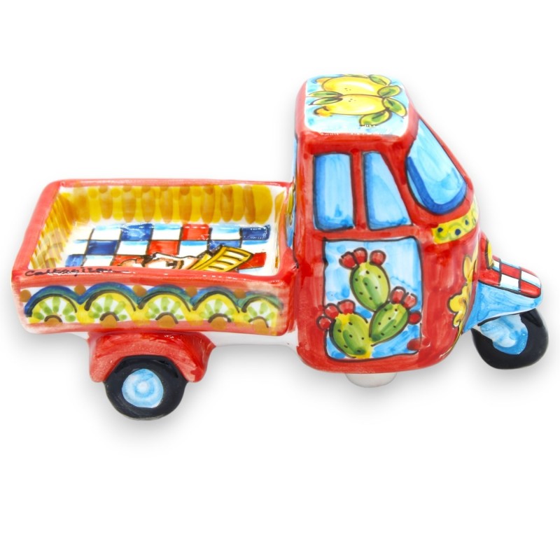 Moto de mono de cerámica de Caltagirone - L 18 x h 10 cm aprox. (1 unidad) Decoración de carro siciliano - 