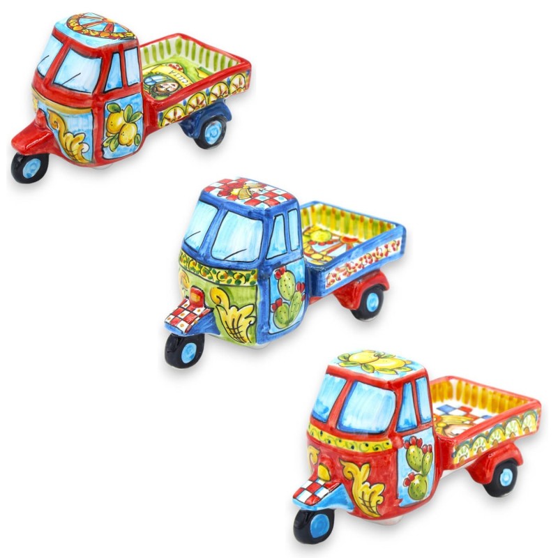 Moto de mono de cerámica de Caltagirone - L 18 x h 10 cm aprox. (1 unidad) Decoración de carro siciliano - 