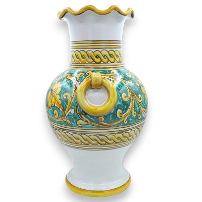 Vase mit Henkeln und gewelltem Rand aus feiner sizilianischer Keramik – H ca. 40 cm. Klassische Barock- und Zopfdekorati