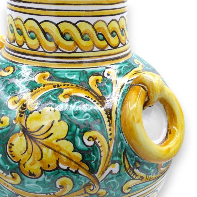 Vase mit Henkeln und gewelltem Rand aus feiner sizilianischer Keramik – H ca. 40 cm. Klassische Barock- und Zopfdekorati