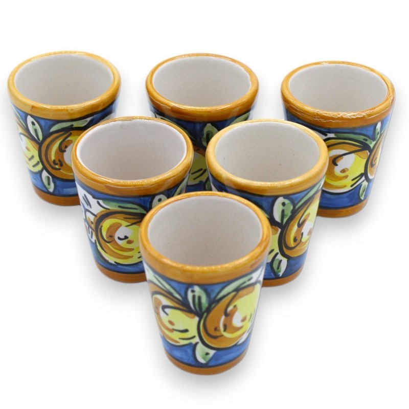 Limoncello-Service für 6 Personen aus Caltagirone-Keramik, rundes Tablett, L 26 x 23 cm ca. MD2 - 